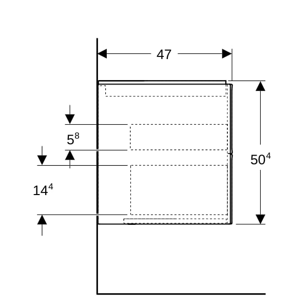 Geberit ONE Unterschrank für WT/-Platte 2 Schubl., 74x50,4x47cm, schwarz matt
