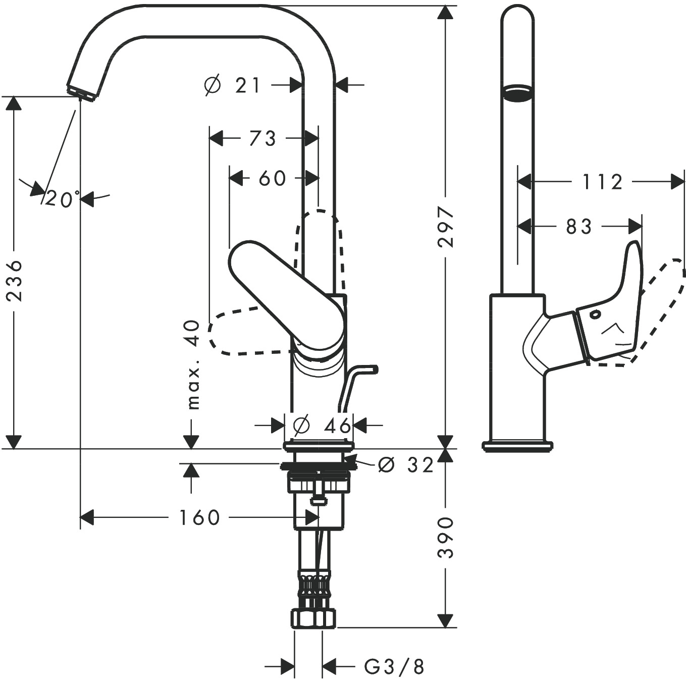 Hansgrohe Waschtischmischer 240 Focus chrom 
