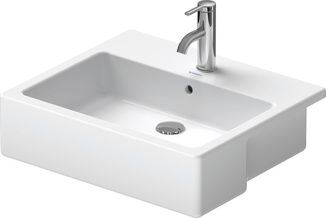 DU Halbeinbauwaschtisch Vero 550 mm mit ÜL, mit HLB, 1 HL, weiß WonderGliss
