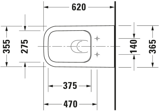 DU Wand-WC Happy D.2 620 mm Tiefspüler, rimless, Durafix, weiß