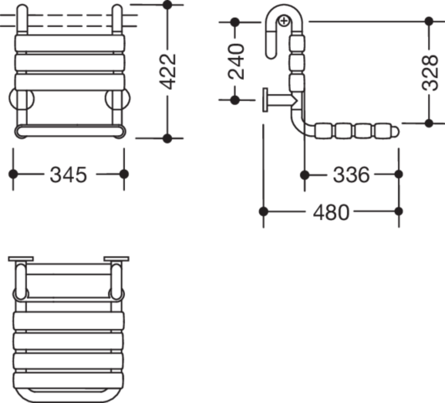 HEWI Einhängesitz Ser 801, Frankreich, B:345mm, H:422 mm, T:480 mm reinweiß