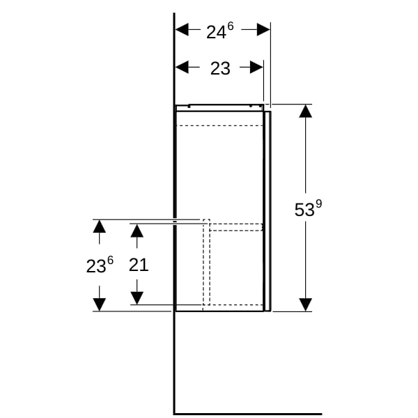 Geberit Acanto US für HWB B:40cm, m. 1 Tür weiß hgl./Glas weiß