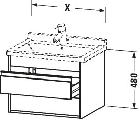 DU WTU wandhängend Ketho 455x650x480mm 2 SchKa, für 030470, weiß matt