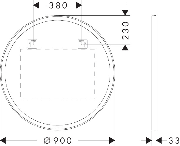 Hansgrohe Spiegel Xarita Lite S 900/30 m.rund.LED Beleuchtung IR Sensor MSW