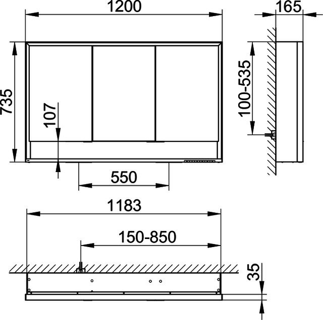 KEUCO SPS Royal Lumos 14305, VB Hzg. 1200x735x165mm si.-elox.