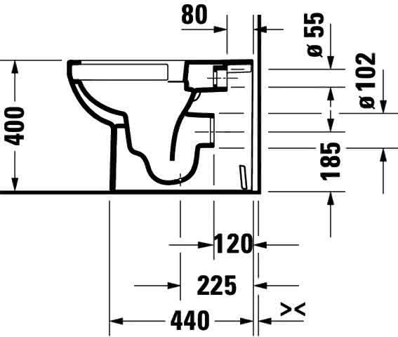 DU Stand-WC 570 mm, Duravit No.1 weiß, rimless TS,BTW