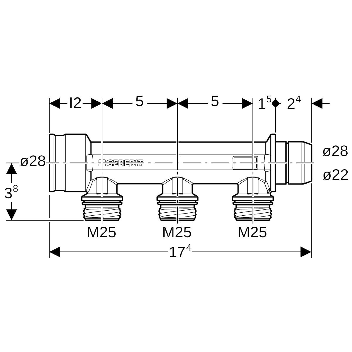 Geberit Verteiler dreifach mit Steckanschluss Ms M25