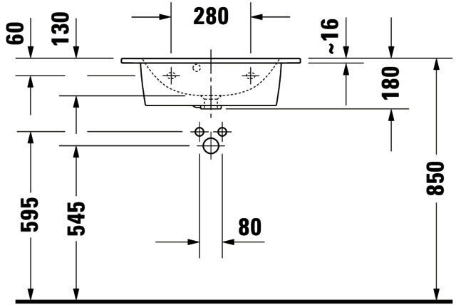 DU MWT compact ME by Starck 630mm, Weiß Seidenmatt, mit ÜL, mit HLB, 1 HL, WG