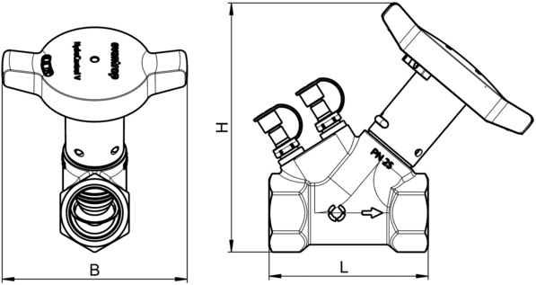 Oventrop-Strangreg.vent. HydroControl V PN25 DN25, Rp1 IG, HydroPort, EZB