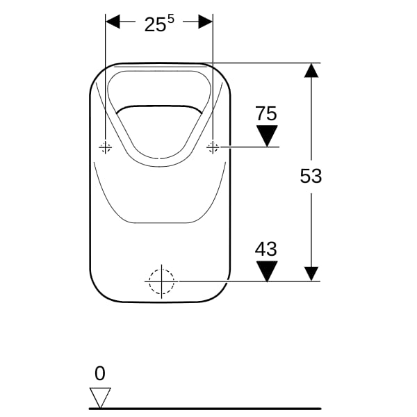 Geberit Alivio Urinal, Zulauf von oben Abgang nach hinten oder unten, weiß