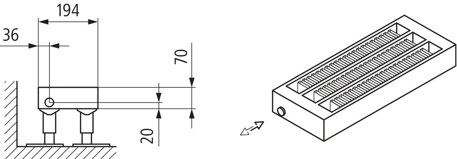 Kermi L-Konvektor Typ43 BH210x194x1800mm QN2952, RAL9016, 6bar, m. Abd., AB Uni.