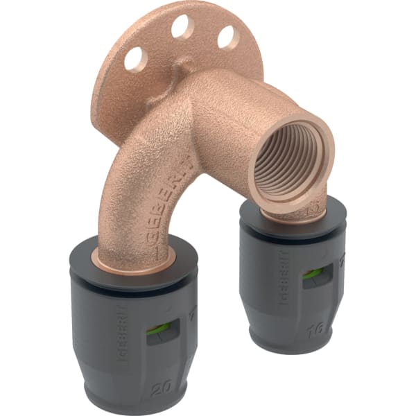 Geberit PushFit Doppelanschlusswinkel 90Gr Rg d20-Rp1/2-d16 L:52mm