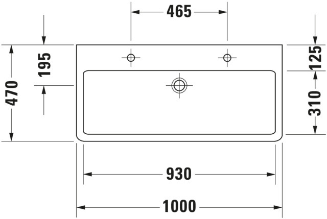 DU Waschtisch Vero 1000 mm m.ÜL, m.HLB, 2 HL,1 Becken, weiß