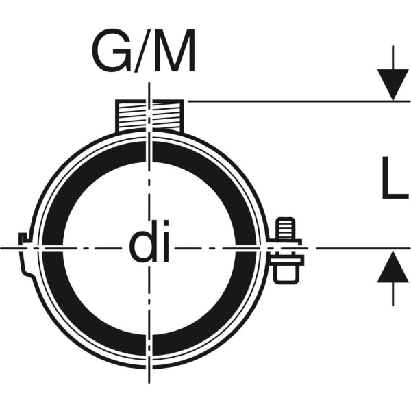 Geberit Silent-db20 Rohrschelle gedämmt mit Gewindemuffe M10 / G1/2 d63