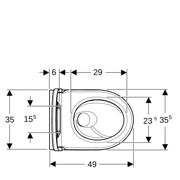 Geberit iCon Set WWC Tiefsp., verk., geschl. TurboFlush, WC-Sitz, T:49cm, weiß, Tect