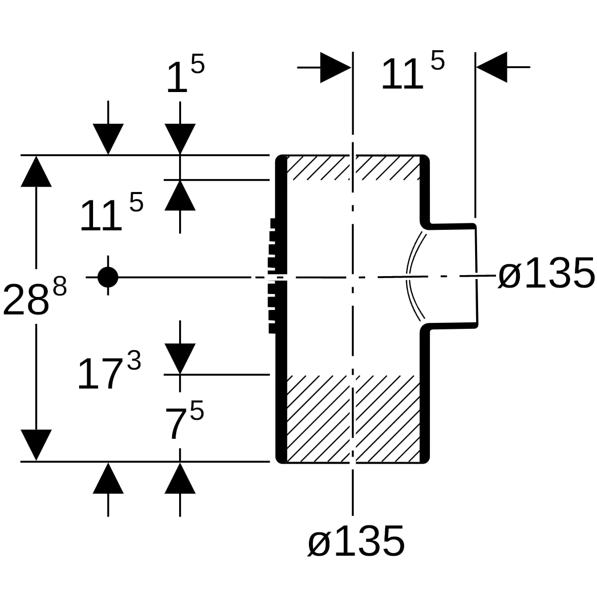 Geberit Silent-db20 Abzweig 88,5Gr d135/135