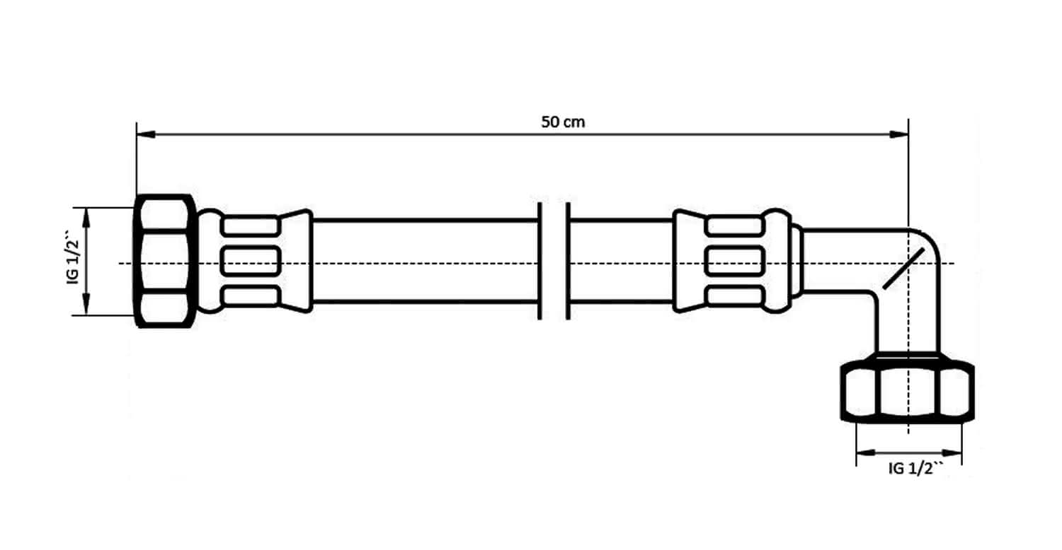 NEOPERL NEOFLEX Panzerschlauch DN10 IG x IG gebogen, 1/2" x 1/2" 50 cm
