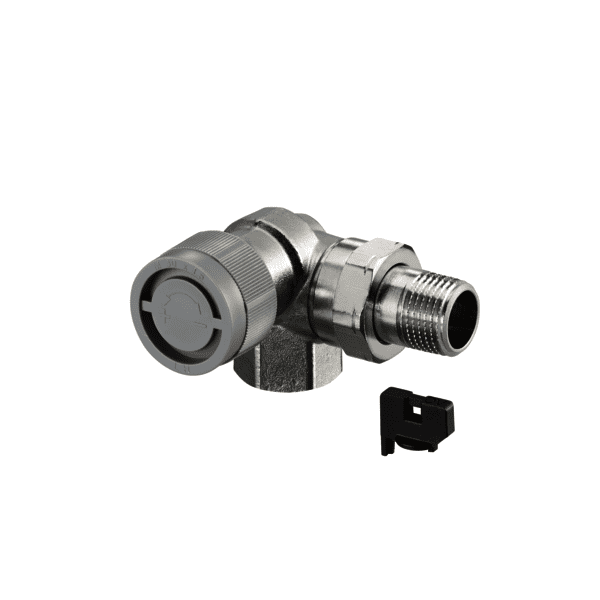 OVENTROP-Thermostatventil "AQ" DN15, Winkeleck links, mit "Q-Tech"