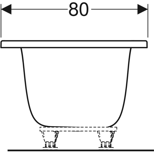 Geberit Tawa Badewanne, schmaler Rand, Duo rechteckig, 180x80cm, weiß