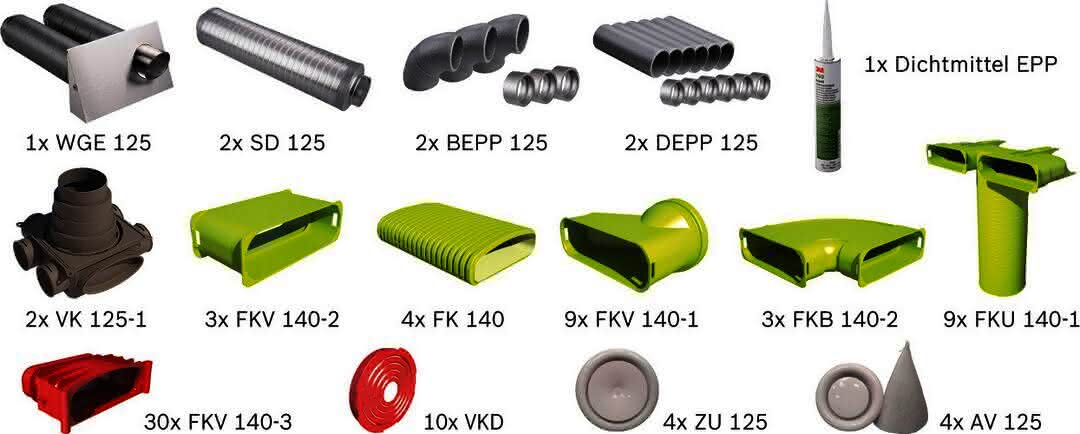 BOSCH Wohnungslüftungspaket BOPA VE111 Luftverteilpaket Flachkanal, bis 100 m2