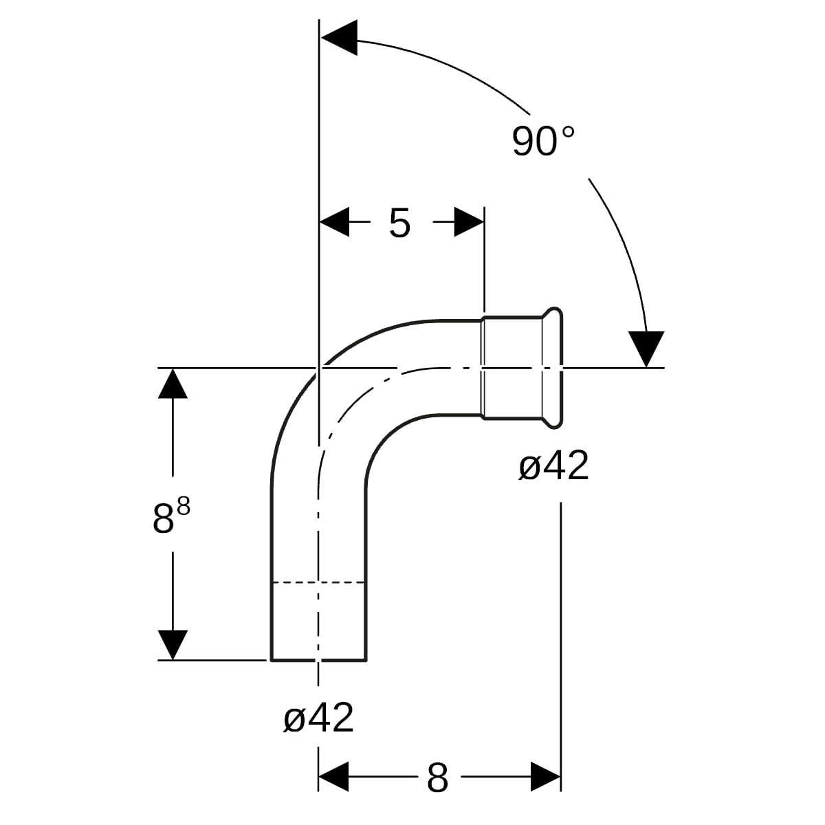 Geberit Mapress Edelstahl Bogen 90Gr d42 mit Einschubende
