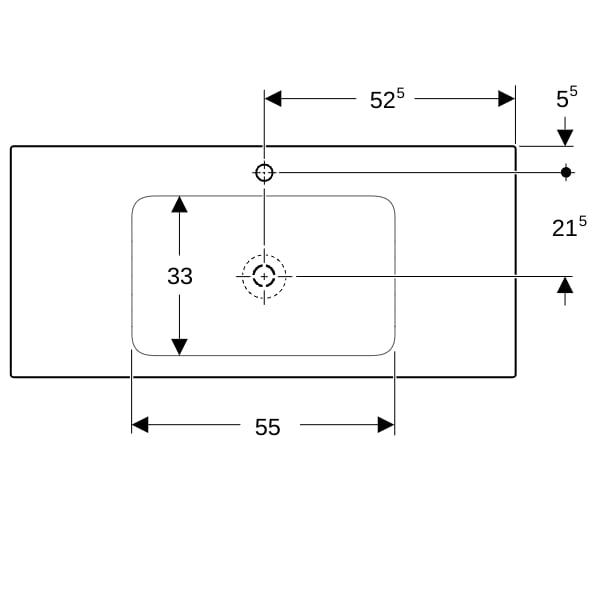 Geberit ONE Möbelwaschtisch 105x48 cm m.Hl., o.Ül., weiß, KeraTect