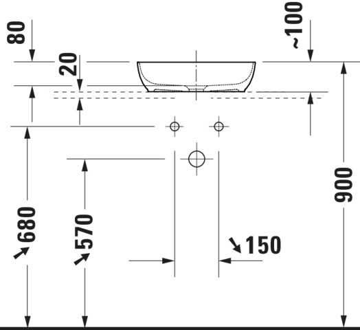 Duravit Sivida ASB eckig 400mm,DuroCast Plus o.ÜL, B.Auß.Dunkelgr.M.,B.Inn.Weiß Sdm