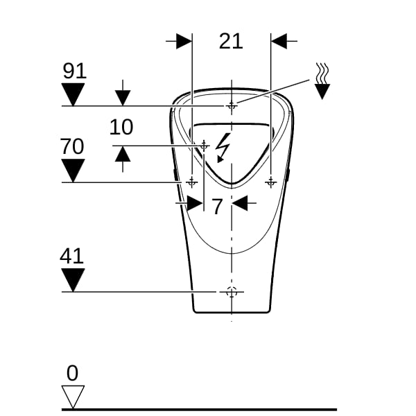 Geberit Renova Urinal Trigonal Zul. hi., Abg. hi., weiß