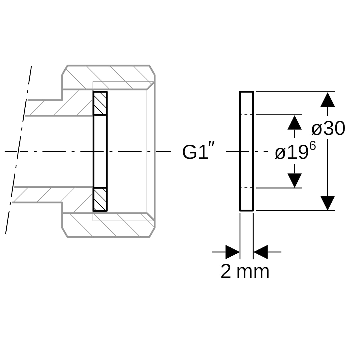 Geberit Mapress Flachdichtung FPM grün d30xdi20x2 G1"