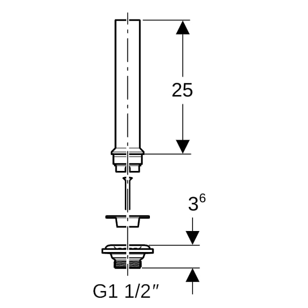 Geberit Ablaufventil mit Standrohr für Ausgussbecken, G1 1/2