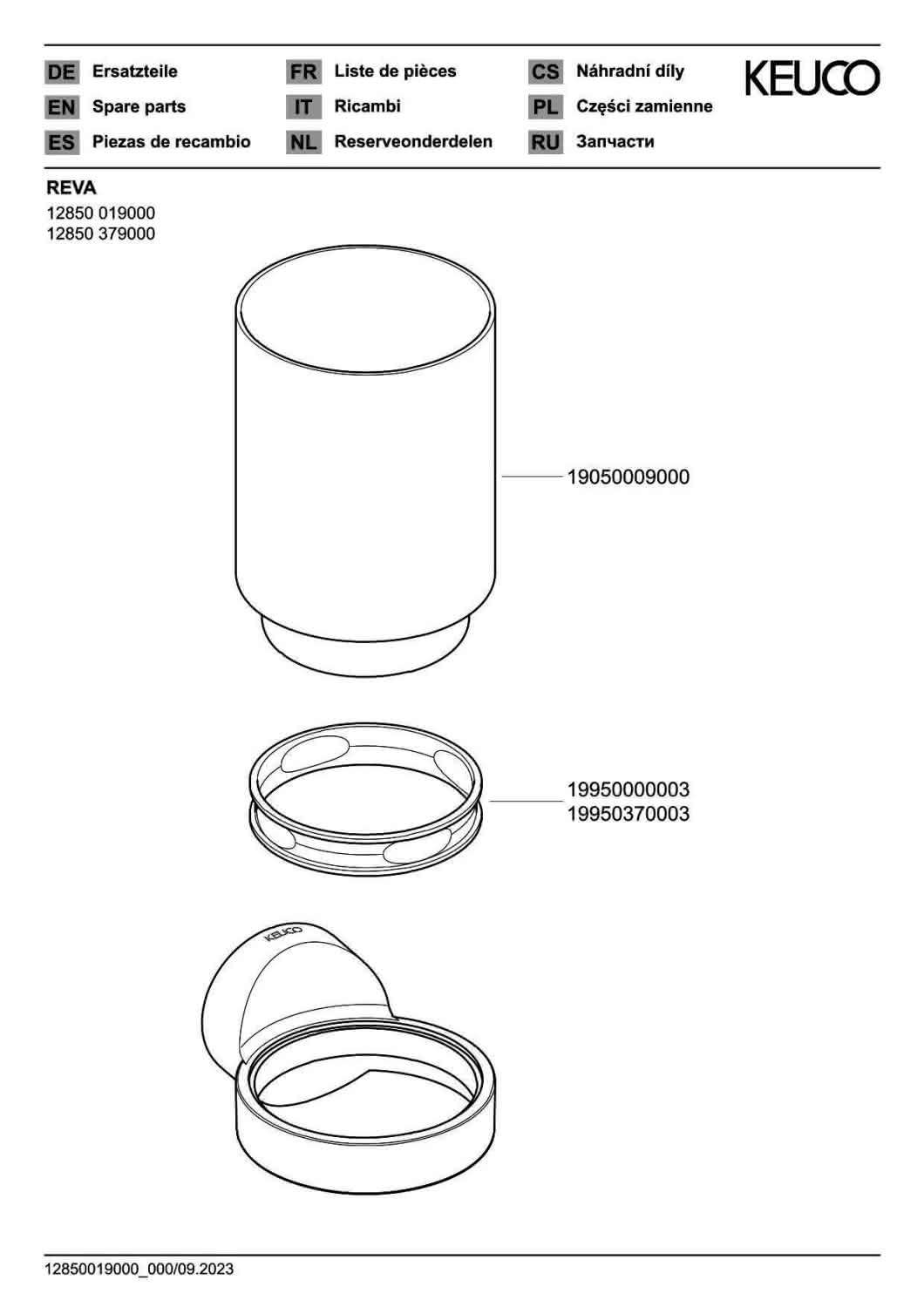 KEUCO Glashalter Collection REVA 12850 mit Echtkristall-Glas sw-matt