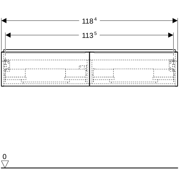 Geberit iCon Unterschrank für DWT, 2 Schubl. 118,4x24,7x47,6cm, Eiche/Gr. Lava