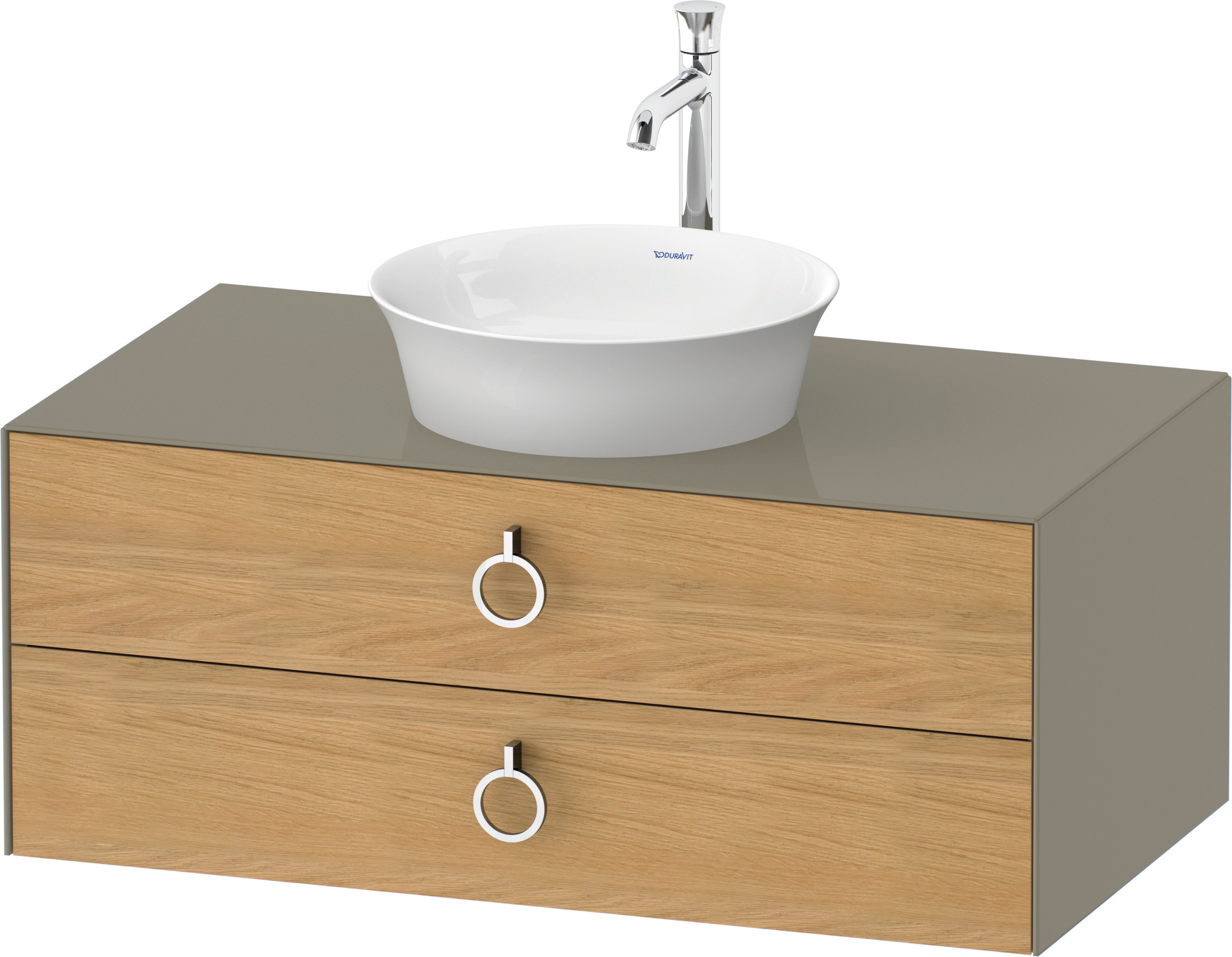 Duravit WTU wandh.White Tulip,2Schk.,m.Griff 408x1000x550,Eiche N.M./Steingrau HGL