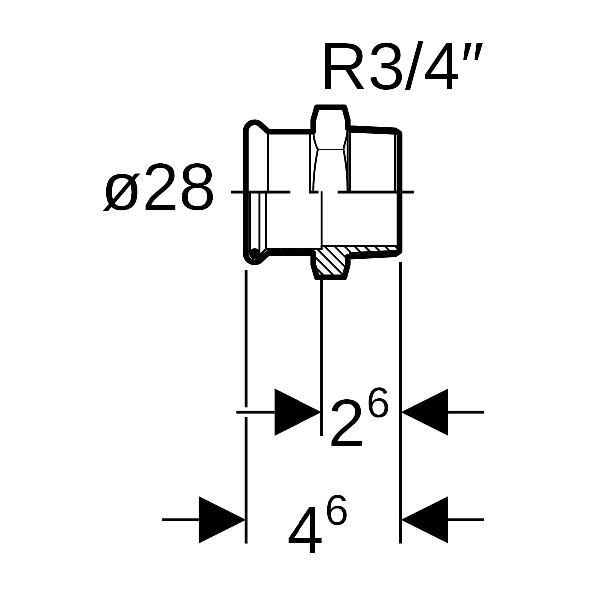 Geberit Mapress C-Stahl Übergang mit AG d28-R3/4 verzinkt