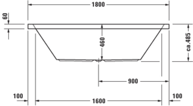 DU Starck Badewanne 1800x900 Einbau Rückenschr.2 L/R, Weiß