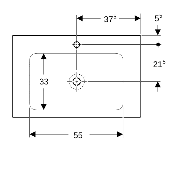 Geberit ONE Möbelwaschtisch 75x48 cm m.Hl., o.Ül., weiß, KeraTect