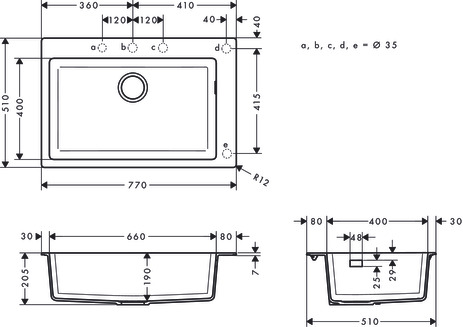 Hansgrohe Einbauspüle 660  S510-F660 graphitschwarz
