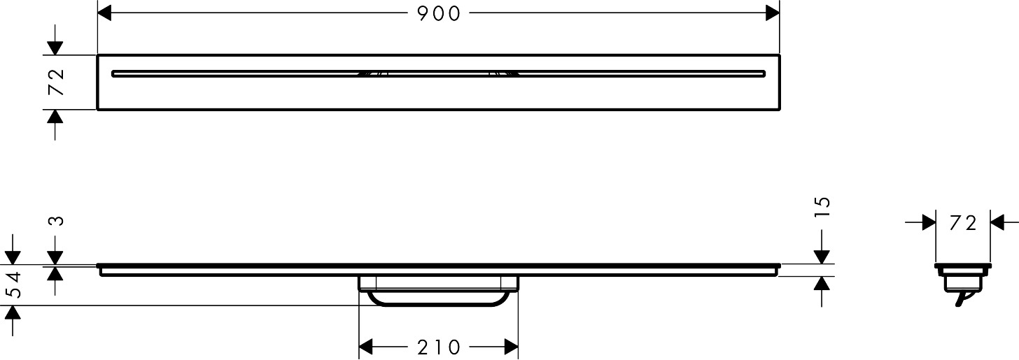 Hansgrohe Fertigset Duschrinne AXOR Drain 900mm PRG