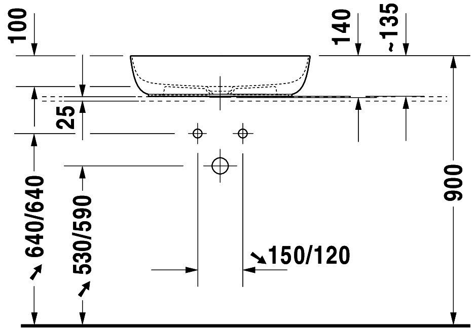 DU Aufsatzbecken Luv 600mm o.ÜL, o.HLB, weiß seidenmatt, WG