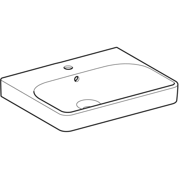Geberit Smyle Waschtisch, eckig, 60x48cm m. Hl., m. Ül., weiß, KeraTect