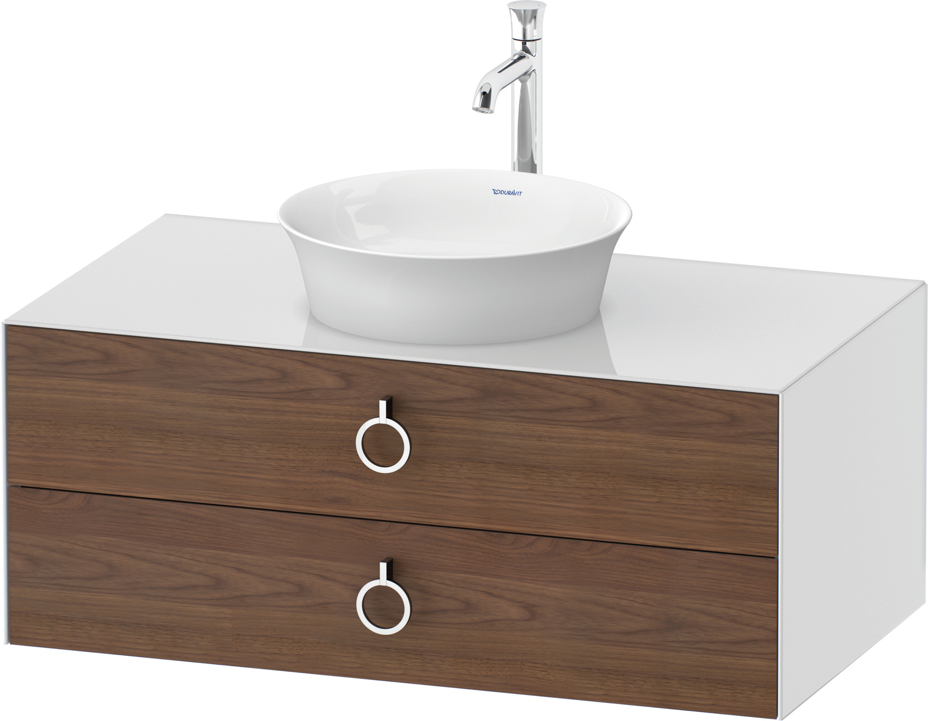 Duravit WTU wandh.White Tulip,2Schk.,m.Griff 408x1000x550,Am.Nussb.M./Weiß hgl. o. ES