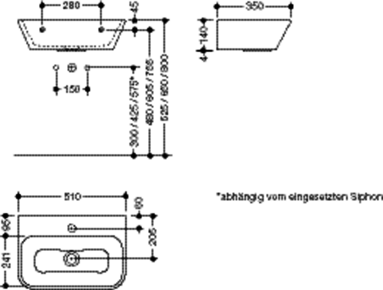 HEWI Waschtisch, B:510mm, T:350mm, 1HL, weiß a.