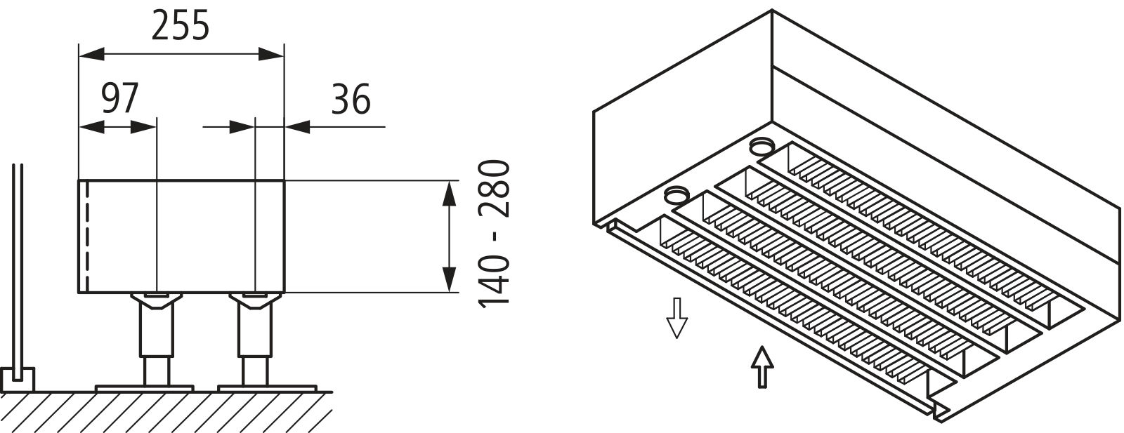 Kermi Kon m. Str. Typ44 BH280x255x3400 QN7368, weiß, 6bar, o. Abd., AB Uni.