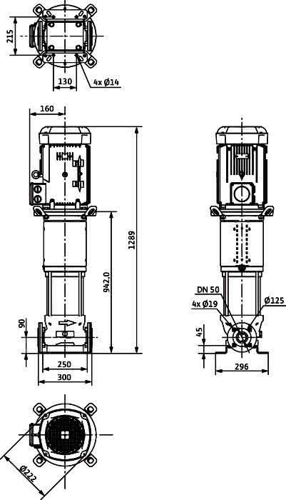 Wilo Hochdruck-Kreiselpumpe Helix V1609-1/25/E/KS/400-50,DN50,7.5kW