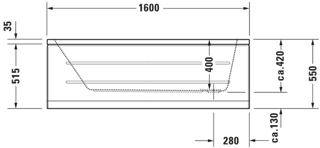 DU D-Code Badewanne 1600x700 Einbau Rückenschr.1 Variabel, Weiß