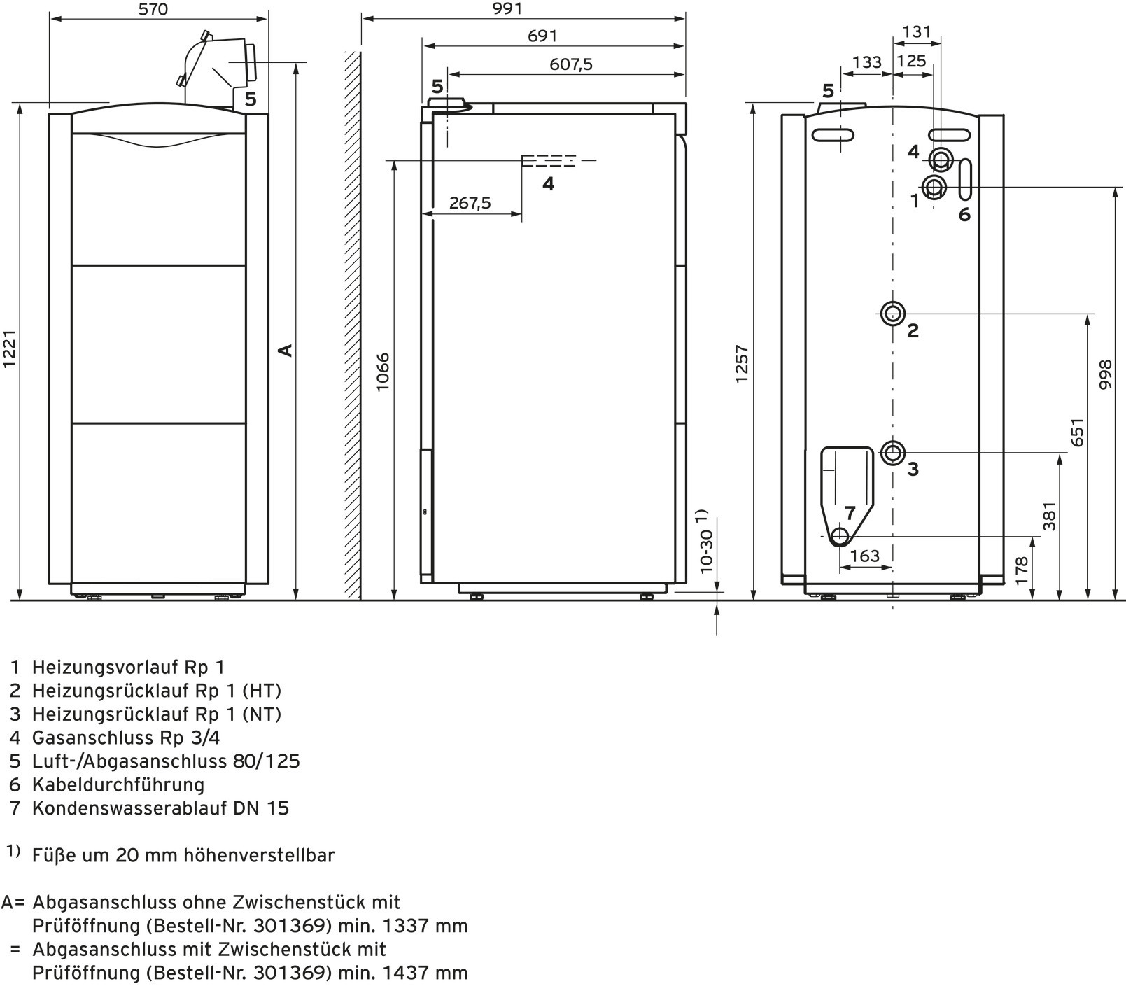 Vaillant ecoVIT exclusiv VKK 656/4 Gas-Brennwertkessel 66,3 kW, E-Gas