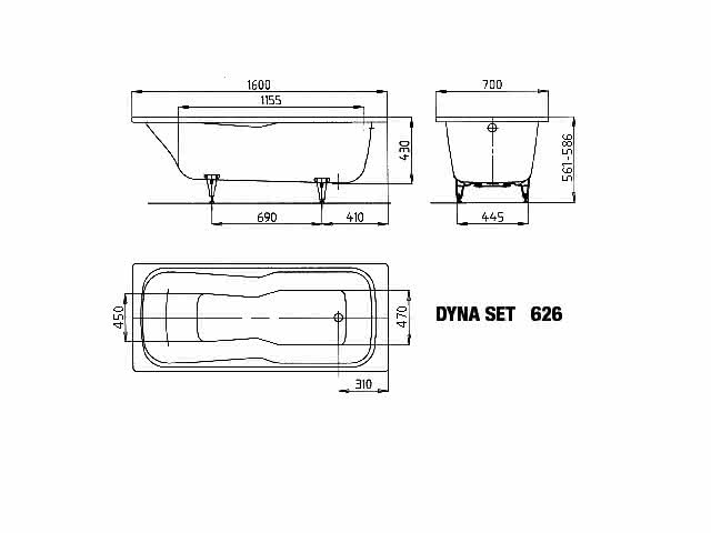 KA BW DYNA SET Mod.626,1600x700mm, manhattan
