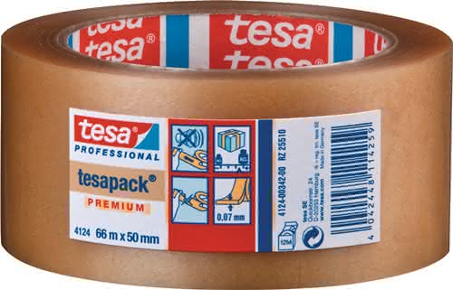 Verpackungsklebeband PVC tesapack® 4124 farblos L.66m B.50mm Rl.TESA Verpackungsklebeband PVC tesapack® 4124 farblos L.66m B.50mm Rl.TESA