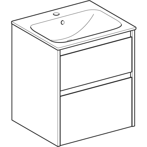 Geberit Renova Plan Set MWT mit US, 2 Schubl. 55x62,1x48cm, Eiche natur / KeraTect