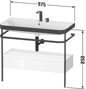 DU Metallkons.u.SK.m.Happy D.2 Plus,1 HL 850x975x490mm, bodenst., Weiß Hochglanz